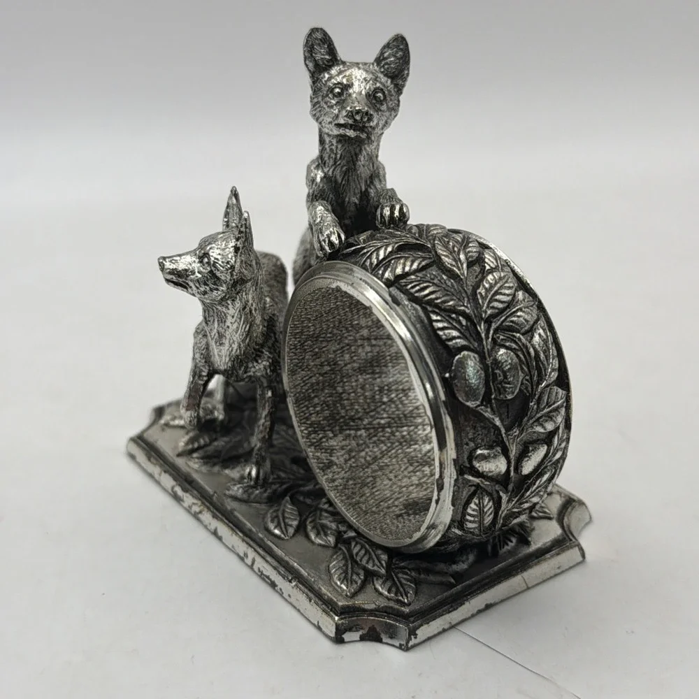Franklin Mint Animals At Play Napkin Ring Silver Plate Canine Vintage 1977